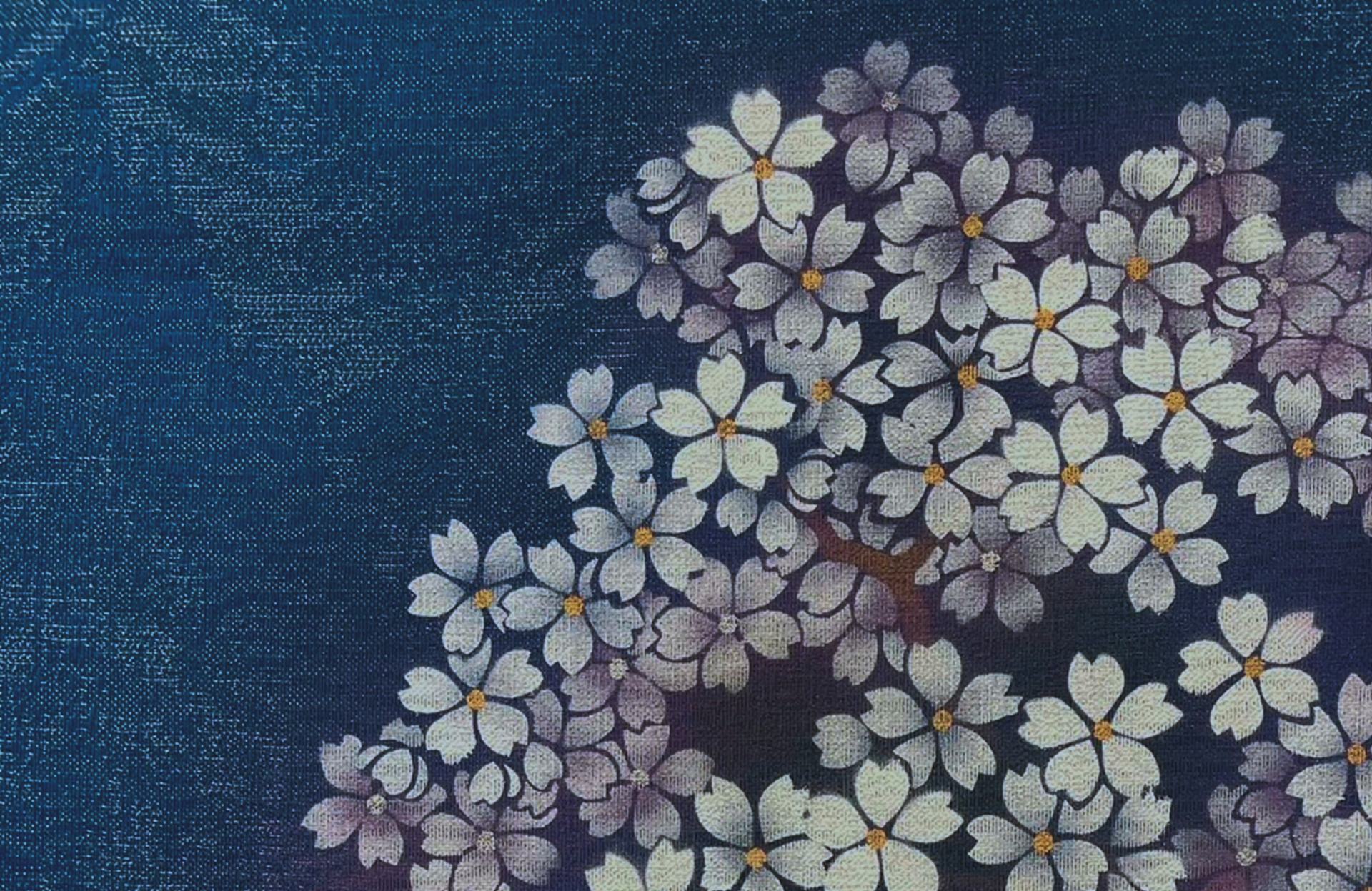 花柄の紺生地